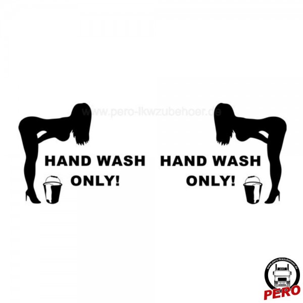Aufkleber-Set Hand Wash Only! mit Pin Up Girl 15cm