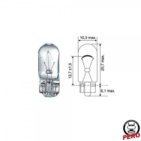T10 Glühlampe W5W 24V Glassockel - KW2,1x9,5d weiß